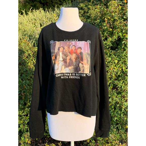 Y2k FRIENDS 90s TV Series Black Sweatshirt 'Christmas is Better With Friends' - Picture 3 of 7